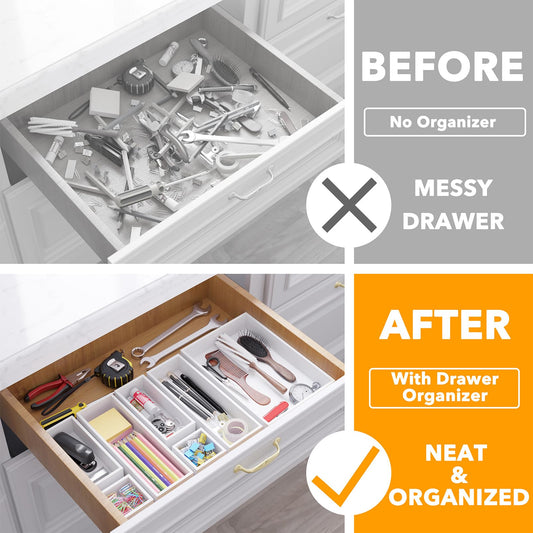 7 Piece Bamboo Drawer Organizer Storage Boxes Set