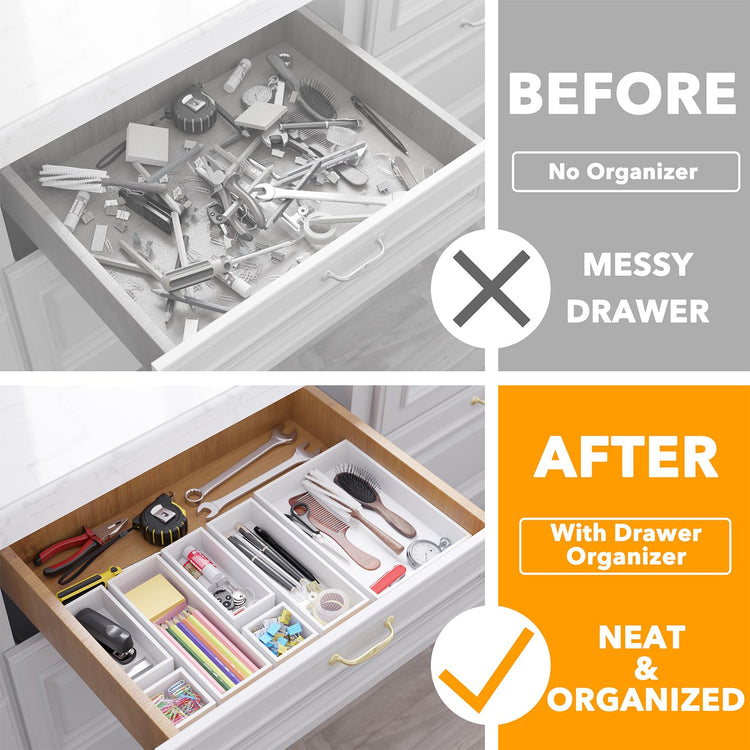7 Piece Bamboo Drawer Organizer Storage Boxes Set
