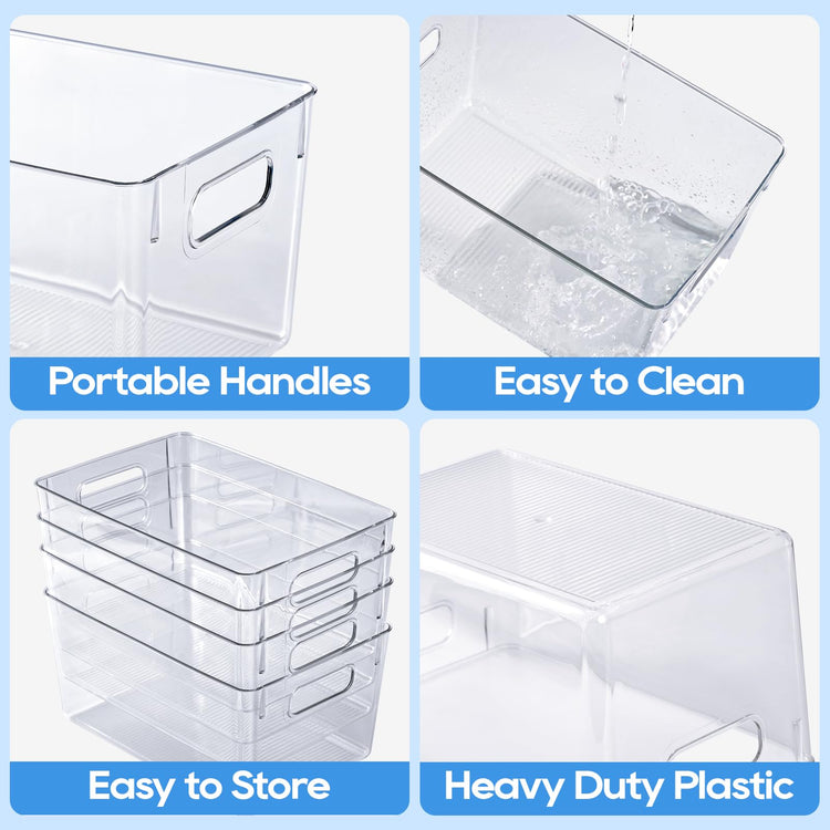 Clear Plastic Storage Bins (4 Count)