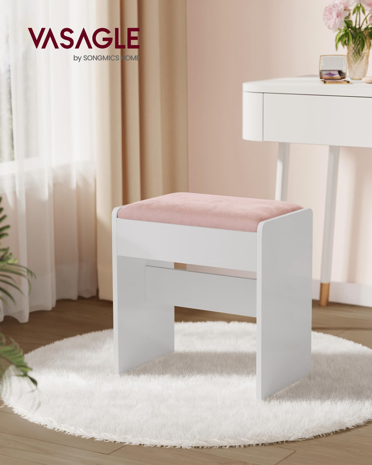 17.7 Inch Velvet Vanity Stool with Anti