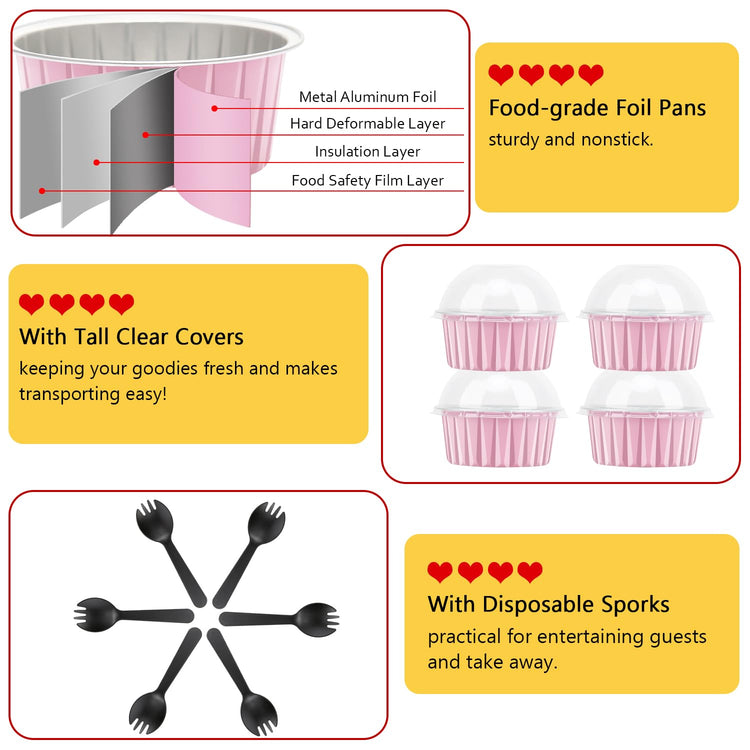 5oz Cupcake Pans with Dome Lids 100 Pack (5 Fl Oz)