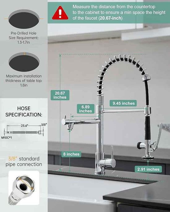 Fapully Chrome Kitchen Faucet with Sprayer,Commercial Single Handle Pull Down Kitchen Sink Faucet