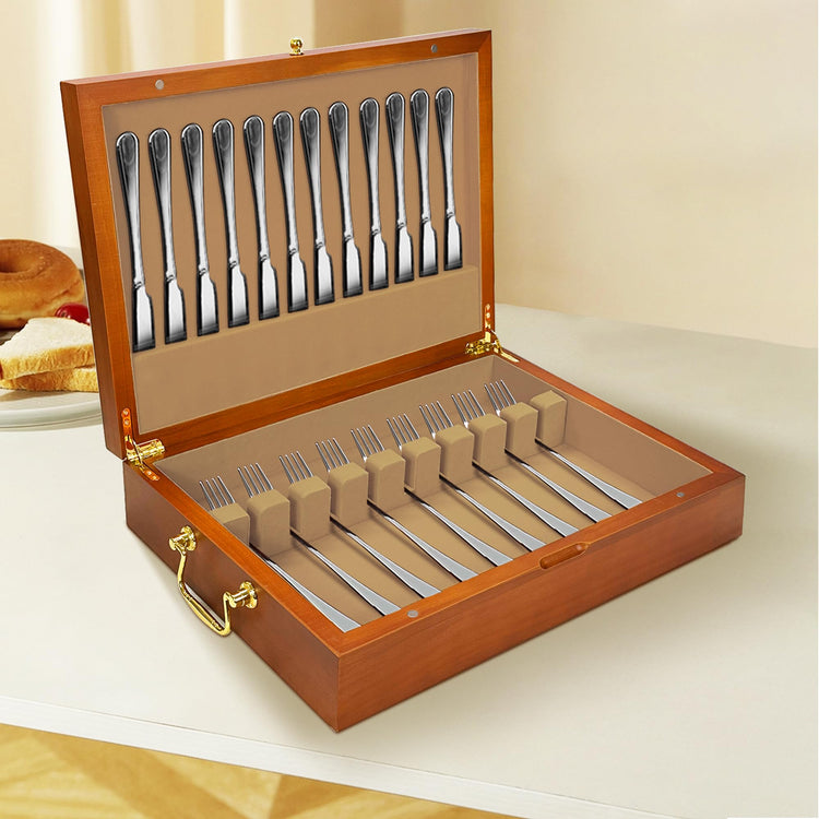 Silverware Storage Box Solid Wood with Lid