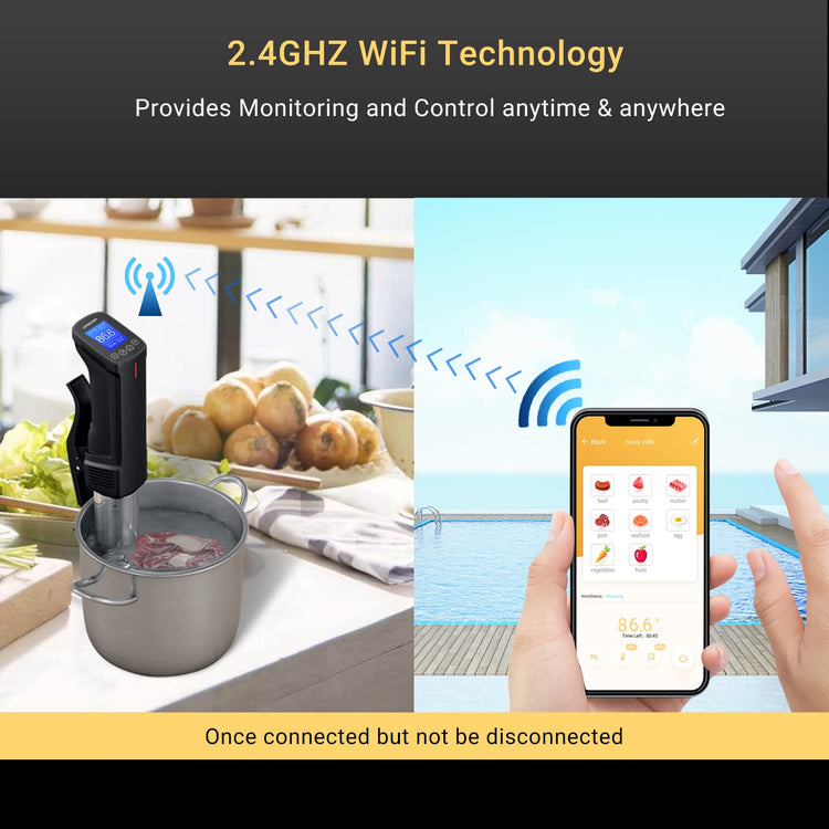 WIFI Sous Vide Cooker Bundle with 30PCS Sous Vied bags and Vacuum Sealer Pump