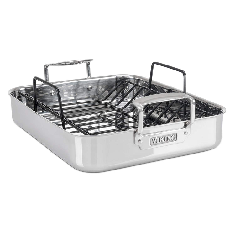 3 Ply Stainless Steel Roasting Pan with Non Stick Rack