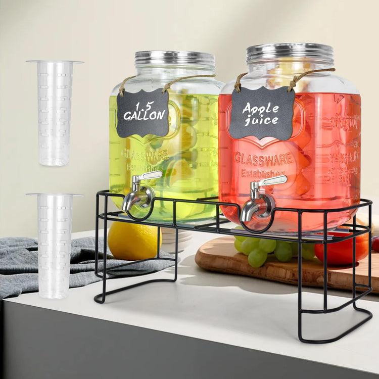 Gallon Glass Drink Dispensers For Parties 2PACK.1.5Gallon Beverage Dispenser (2 Count)