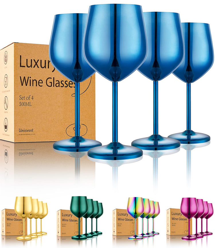 Unbreakable Stainless Steel Wine Glasses Set of 4 (4 Count)