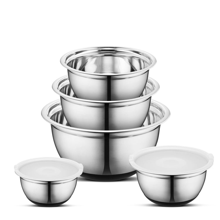 Premium Stainless Steel Mixing Bowls with Lids Non (5 Count)