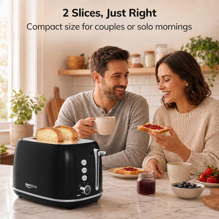 2 Slice Retro Stainless Steel Toaster with Bagel