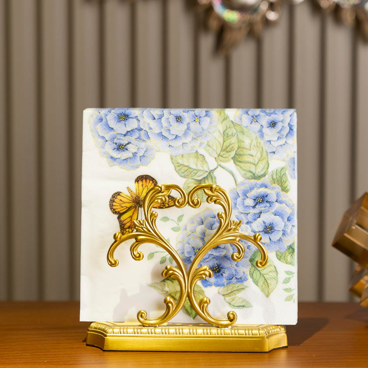1 Gold Napkin Holder and 50 PCS Hydrangea Paper Napkins