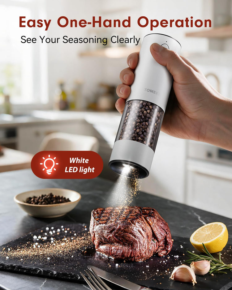 Larger Capacity Rechargeable Electric Salt and Pepper Grinder Set