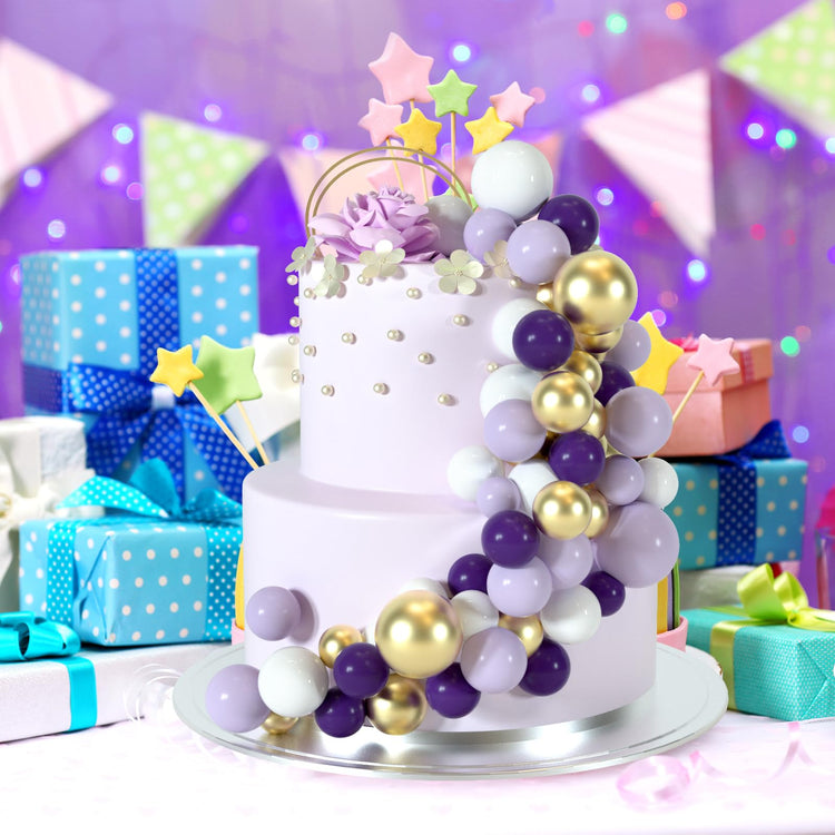 48 Pcs Balls Cake Topper Decorations Balloon Cupcake Toppers Foam Cake Topper Balls Cake Balls Decorations for Birthday Party Wedding Cake Decorating (48 Count)