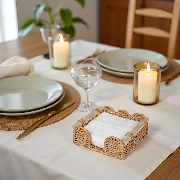 Square Scalloped Napkin Holder for Table for Home Kitchen Decor