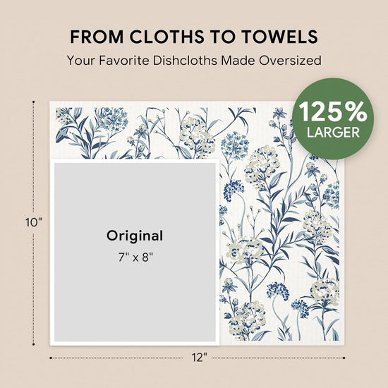 RECYCO Swedish Dishcloths for Kitchen | 4 Pack Oversized Washable Dish Rags | Large Cellulose Reusable Cleaning Paper Towels | Absorbent Counter Dish Cloth Sponge XL Kitchen Wipes, 12" L x 10" W - Nestoria