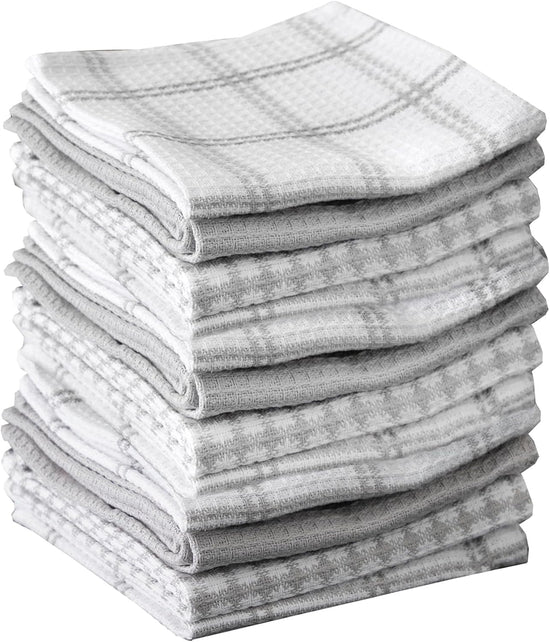 T-fal Premium Waffle Dish Cloths: Highly Absorbent, Super Soft Long Lasting - 100% Cotton, 12"x13" Towel for Cleaning & Drying, (12-Pack), Gray - Nestoria