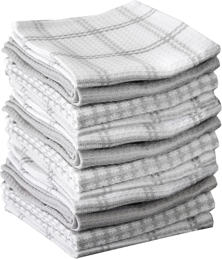 T-fal Premium Waffle Dish Cloths: Highly Absorbent, Super Soft Long Lasting - 100% Cotton, 12"x13" Towel for Cleaning & Drying, (12-Pack), Gray - Nestoria