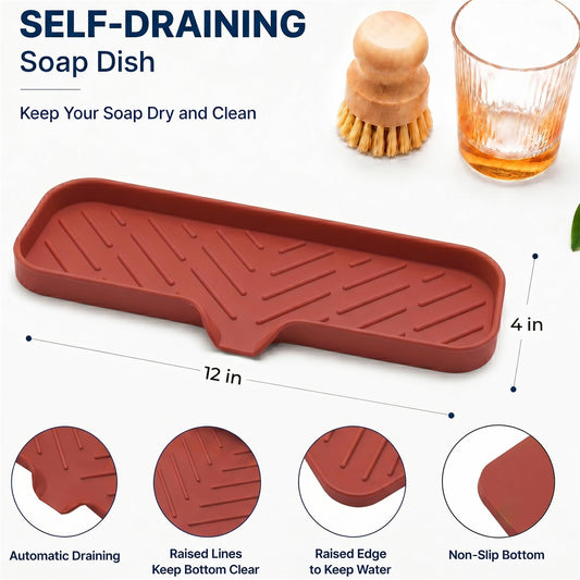 Silicone Soap Dish with Drain Spout