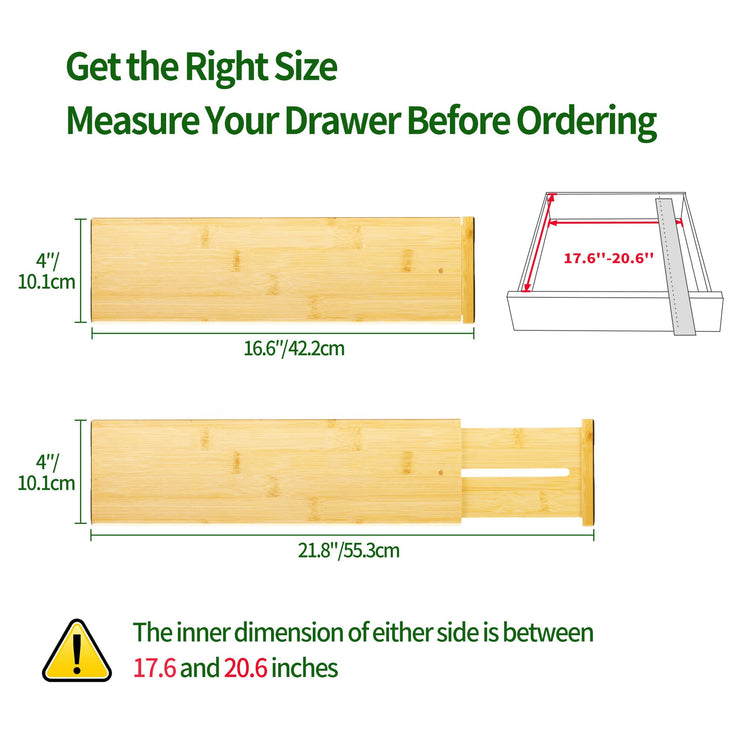 3 Pack Bamboo Drawer Dividers