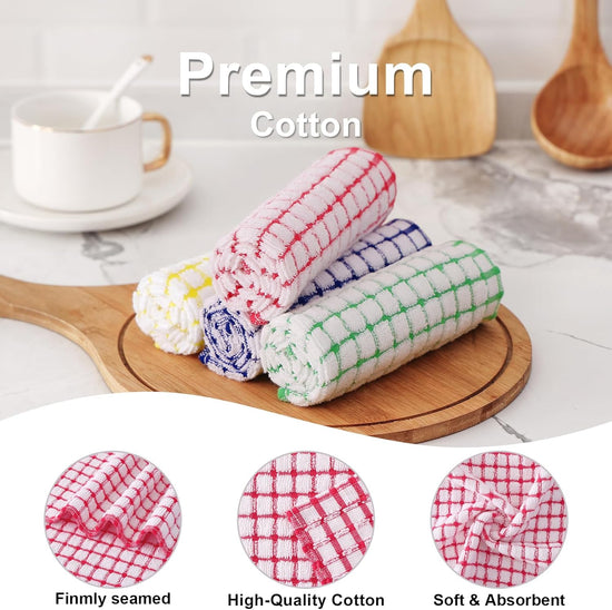 Kitinjoy Cotton 8 Pack Terry Kitchen Dish Cloths, 12 x 12 Inches Super Soft and Absorbent Dish Rags, Quick Drying Dish Towels for Washing Dishes, Red - Nestoria