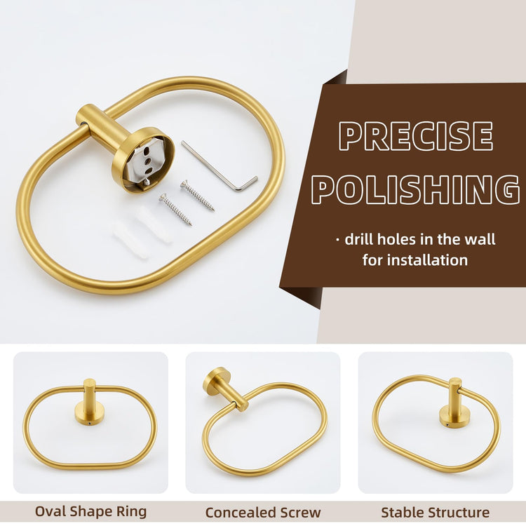 Brushed Gold Towel Ring