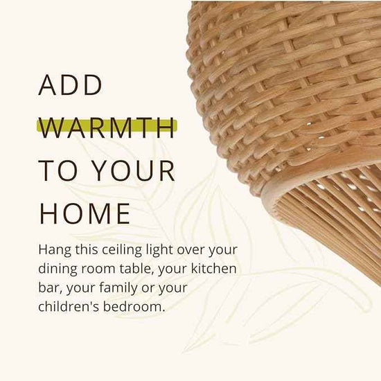 KOUBOO 1050029 Wicker Pear Pendant Lamp, 18" x 18" x 15", Natural