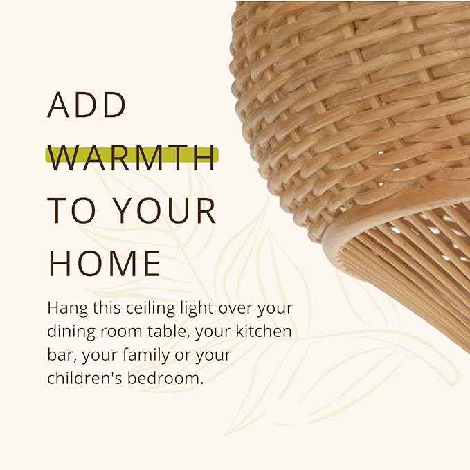 KOUBOO 1050029 Wicker Pear Pendant Lamp, 18" x 18" x 15", Natural