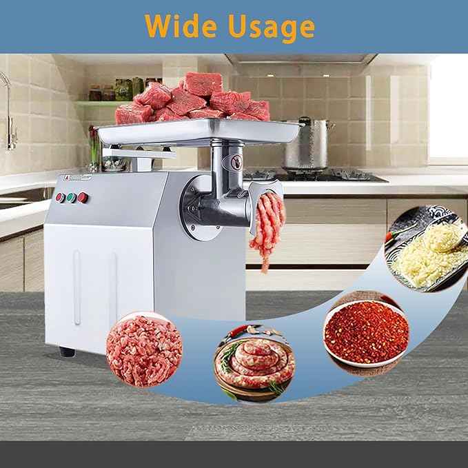 Commercial Electric Meat Grinder 1500w - Heavy Duty 350KG/h High Capacity with Copper Motor, ETL Certified. Includes Accessories for Sausage Making, Home Kitchen & Professional Use.