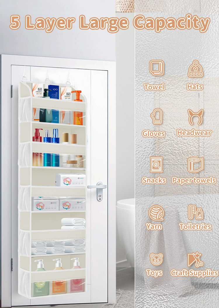 2 Pack Over the Door Storage Organizer with 5 Large Pockets (2 Count)