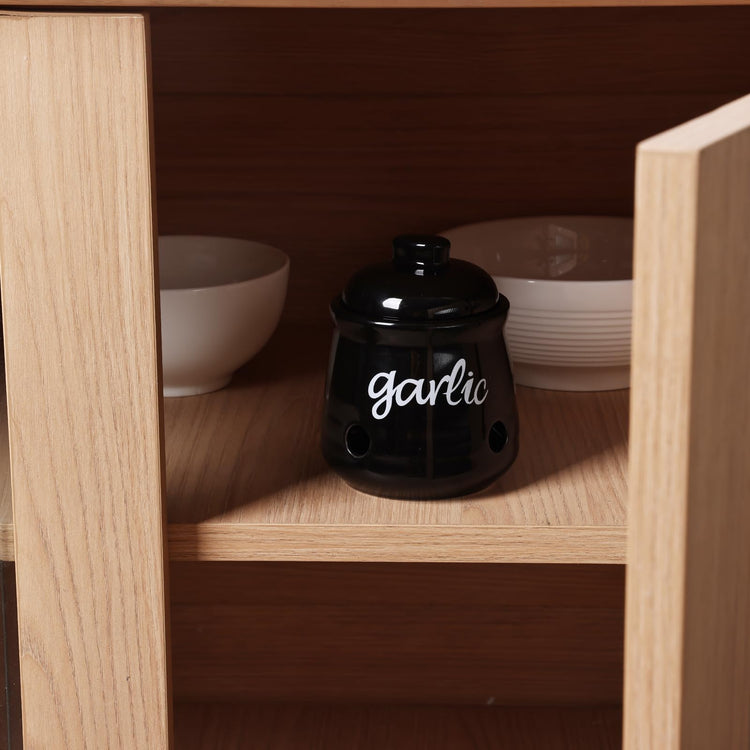 Ceramic Mini Garlic Saver Container for Countertop (12 Ounce)