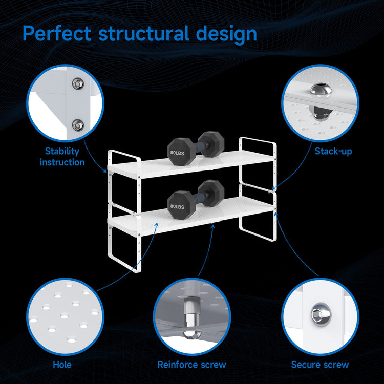 Expandable Cabinet Shelf Organizer Adjustable Metal Spice Rack Stackable Freestanding Counter Storage Shelves for Kitchen Cabinet Under Sink Office Desk
