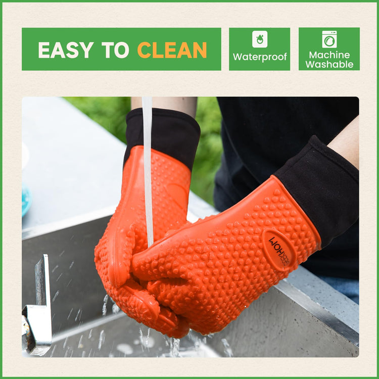 BBQ Gloves Heat Resistant Oven Mitts (2 Count)