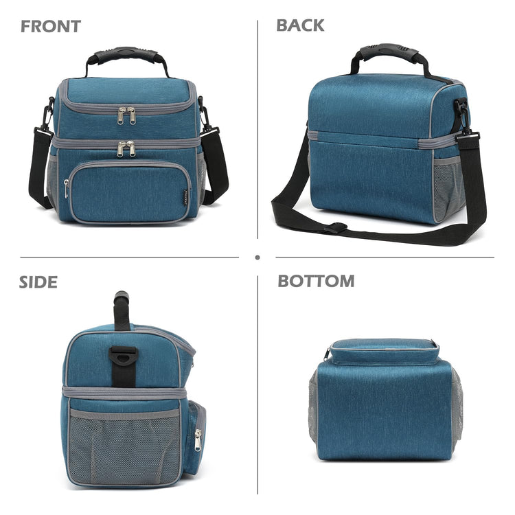 Double Layer Cooler Insulated Lunch Bag Adult Lunch Box Large Tote Bag for Men (2 Count)