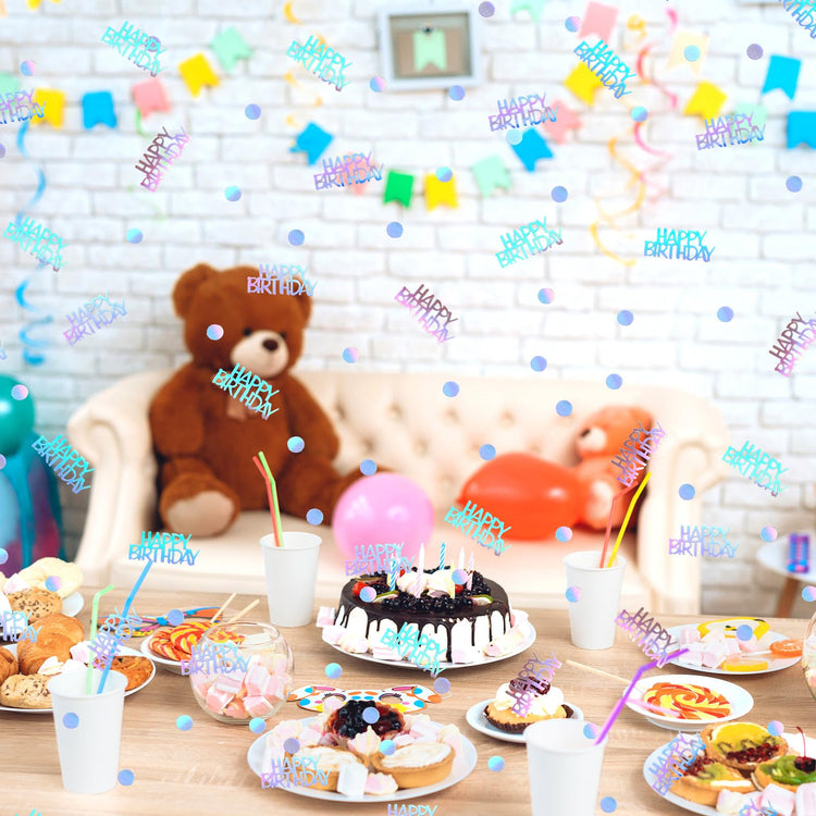 Iridescent Happy Birthday Confetti Birthday Party Decorations