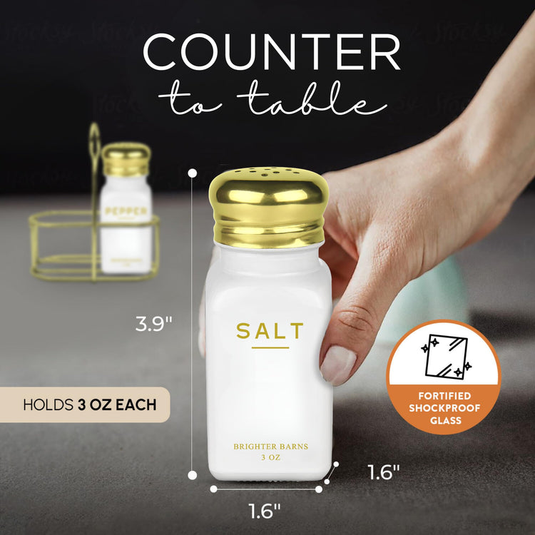 Luxury Salt and Pepper Shakers Set with Holder by Brighter Barns