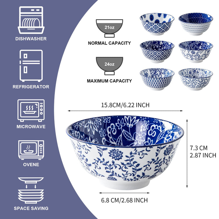 24 Oz Ceramic Soup Bowls Set of 6 (6 Count)