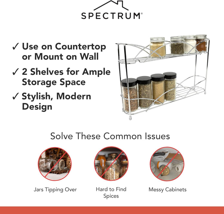 Spectrum Diversified Countertop 2-Tier Spice Rack, Chrome