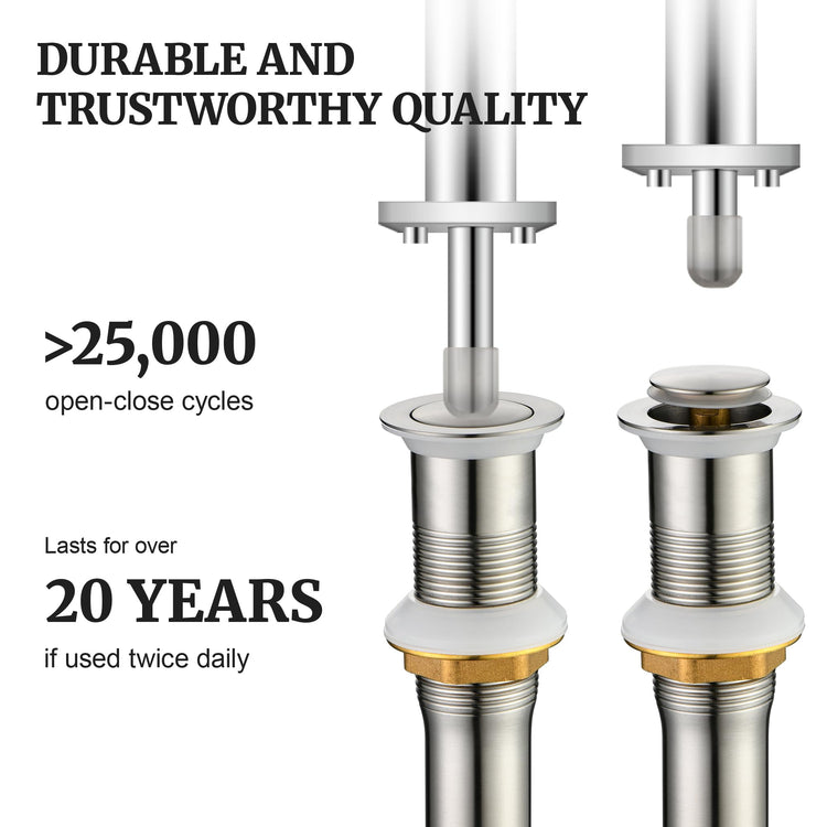Pop up Sink Drain Stopper for Bathroom Vessel Vanity Sink Art Basin Brushed Nickel