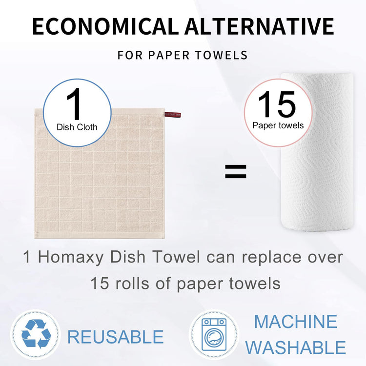 100% Cotton Terry Kitchen Dish Cloths (6 Count)