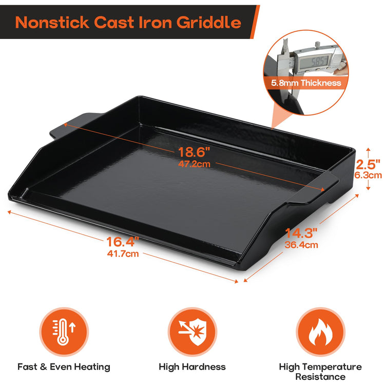 Onlyfire Universal Enamelled Cast Iron Cooking Griddle