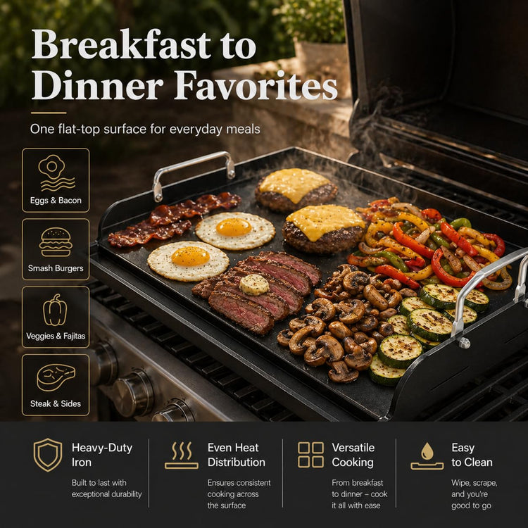 Cast Iron Griddle for Gas Grill Griddle 17 x 13 Inch Flat Top