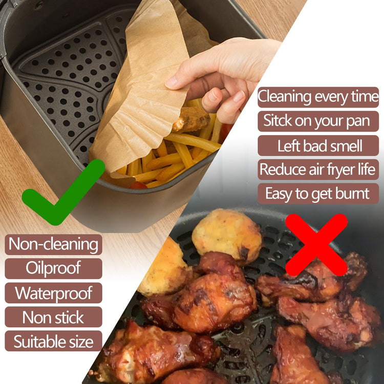 9 Inch Disposable Air Fryer Liners 200 Pack Square Parchment Liner