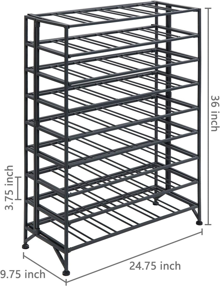 MyGift Gray Metal Wine Rack Freestanding Floor Stand, 9 Tier Wine Bottle Shelf - Holds up to 54 Bottles