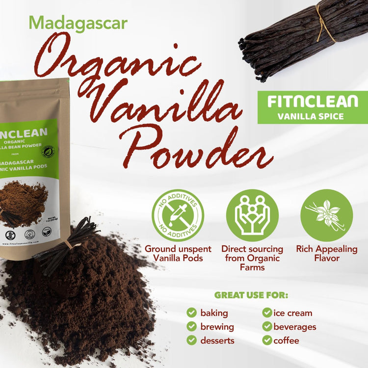 2oz Organic Madagascar Vanilla Bean Powder. Certified USDA Organic. Raw Natural Pure Unsweetened No Additives NON