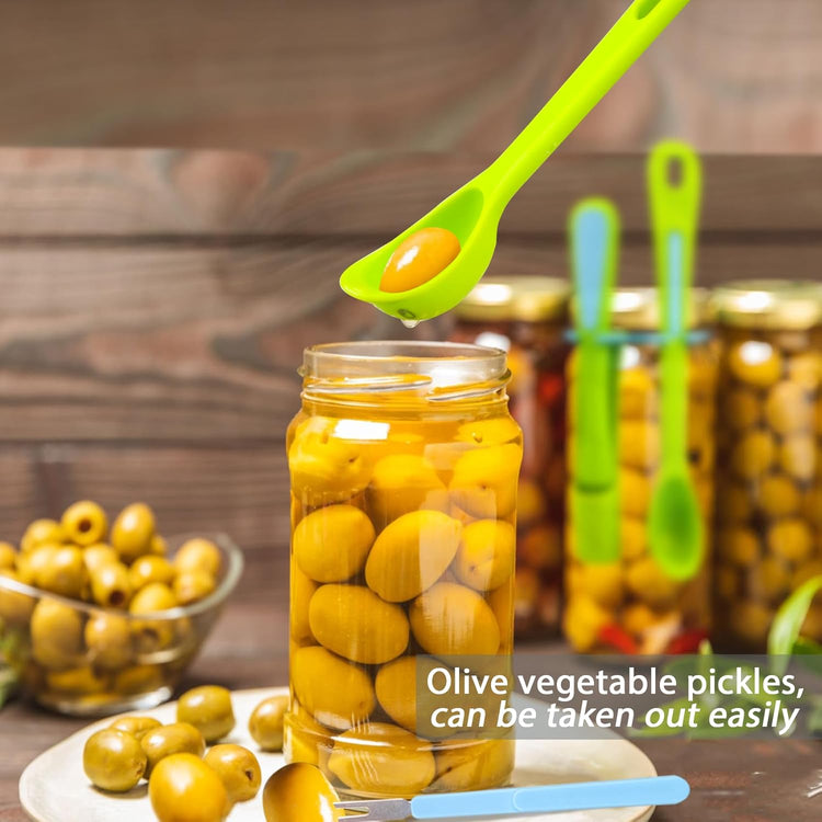 2 Pack Olive Spoon & Pickle Fork Grabber Tool, Picker for Jar, Kitchen Gadget