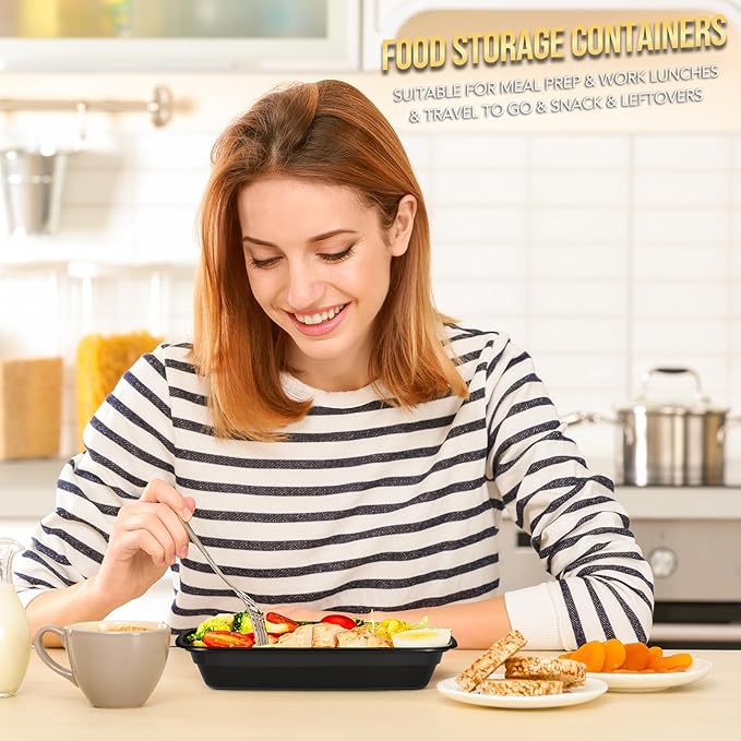Glotoch 50-Pack Meal Prep Containers with Lids (16oz) - Airtight Leakproof Food Storage Containers - Reusable BPA-Free Plastic Containers - Stackable Bento Lunch Boxes