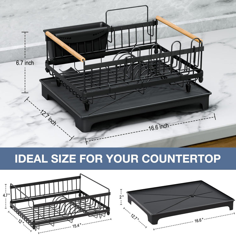Dish Rack for Kitchen Counter with Drainboard