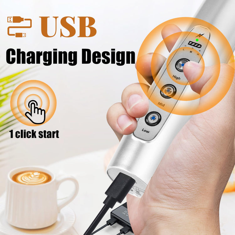 Silver Milk Frother Wand for Coffee