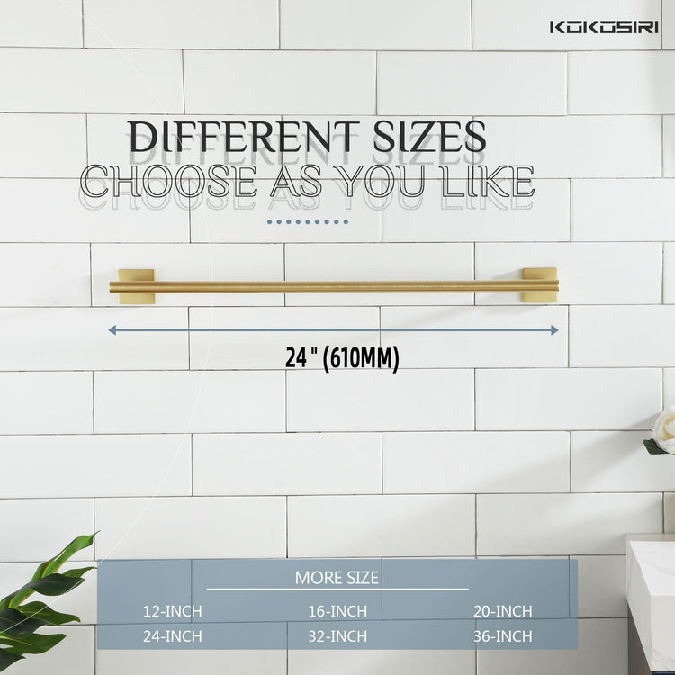 Bathroom Towel Bar Bath Towel Holders for Toilet Kitchen Cabinet Wall Mount 24 Inch Brushed Gold Stainless Steel B4005BG