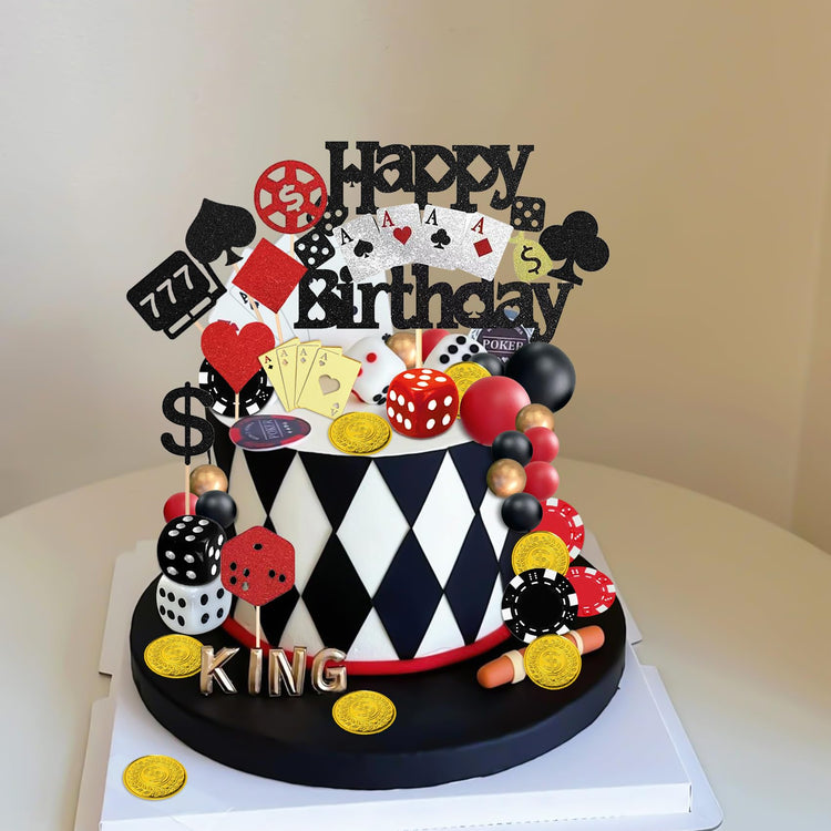 35Pcs Casino Cake Toppers Poker Casino Theme Party Decorations