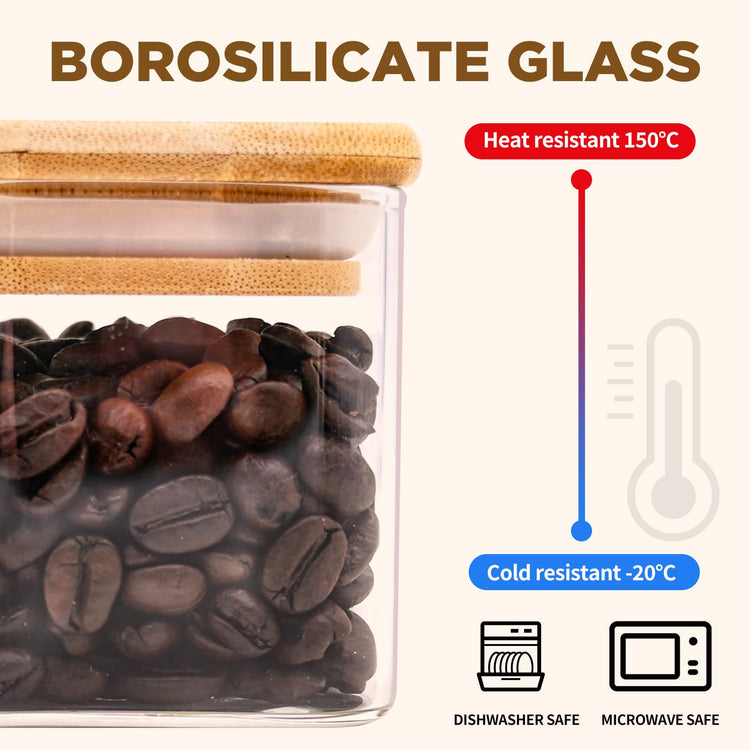 Glass Food Storage Jars Square 51oz (3 Count)